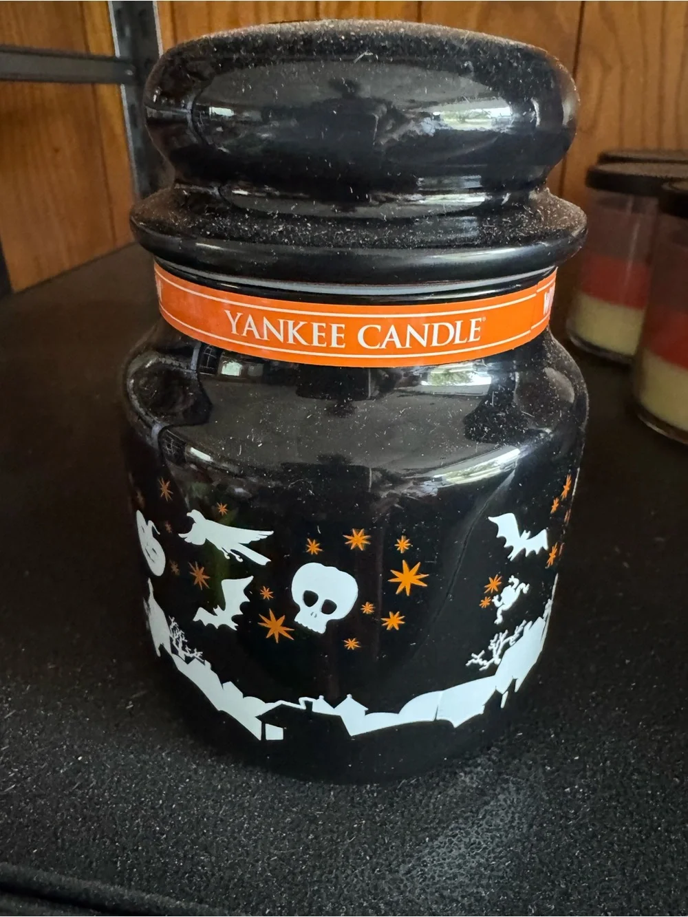 VERY RARE Witches Brew Yankee Candle  White/black/orange Discontinued jar